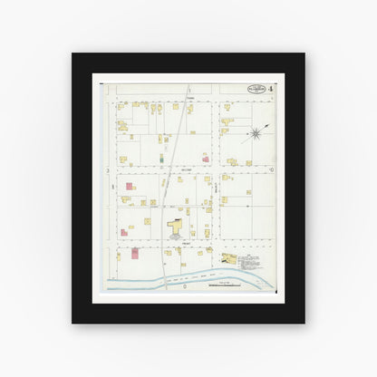 Old map wall art mockup — black gallery frame with white mat — Sanborn Fire Insurance Map from Williamsburg, Clermont County, Ohio (1900), Sheet #0004