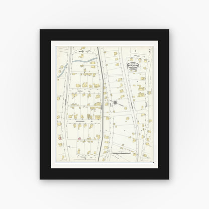 Old map wall art mockup — black gallery frame with white mat — Sanborn Fire Insurance Map from New Bethlehem, Clarion County, Pennsylvania (1910), Sheet #0007