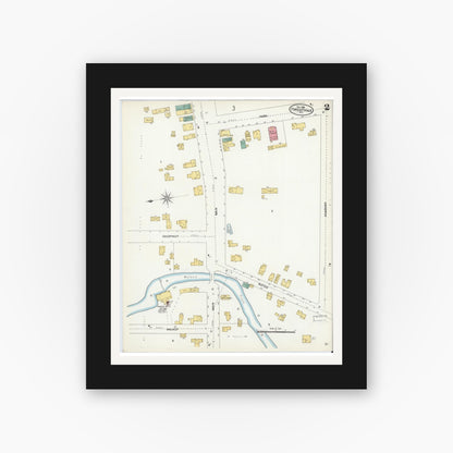 Old map wall art mockup — black gallery frame with white mat — Sanborn Fire Insurance Map from Forestville, Chautauqua County, New York (1906), Sheet #0002