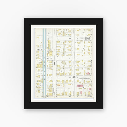 Old map wall art mockup — black gallery frame with white mat — Sanborn Fire Insurance Map from Delphos, Van Wert And Allen Counties, Ohio (1911), Sheet #0004