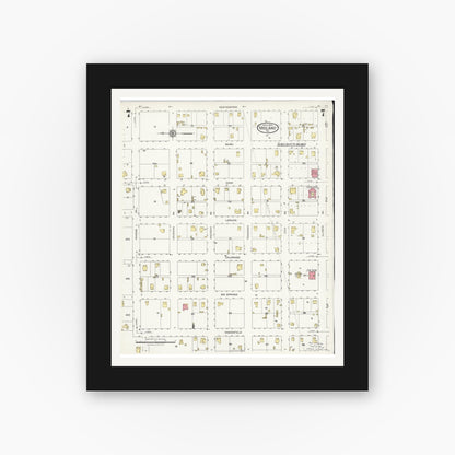 Old map wall art mockup — black gallery frame with white mat — Sanborn Fire Insurance Map from Midland, Midland County, Texas (1925), Sheet #0007