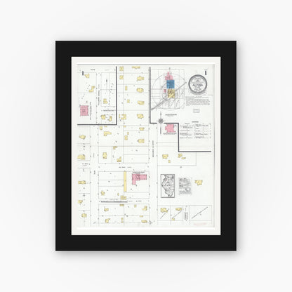 Old map wall art mockup — black gallery frame with white mat — Sanborn Fire Insurance Map from Altona, Knox County, Illinois (1928) - Complete Map Set