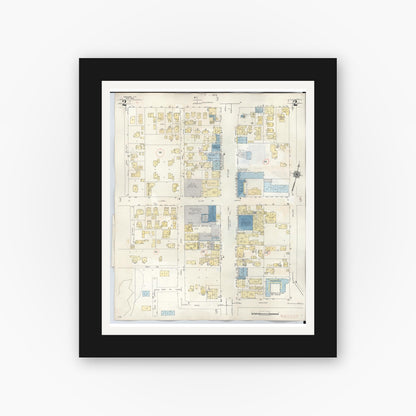 Old map wall art mockup — black gallery frame with white mat — Sanborn Fire Insurance Map from Wahiawa, Honolulu County, Hawaii (1957), Sheet #0002