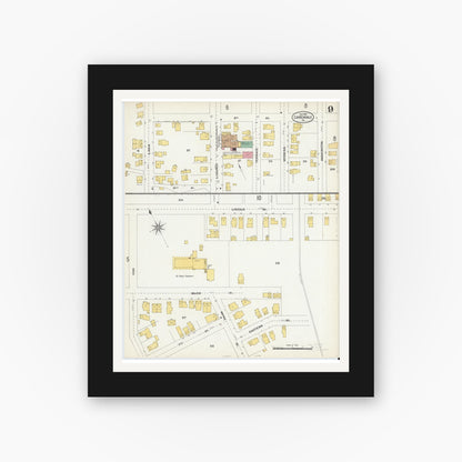 Old map wall art mockup — black gallery frame with white mat — Sanborn Fire Insurance Map from Carbondale, Lackawanna County, Pennsylvania (1903), Sheet #0009