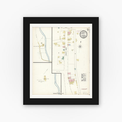 Old map wall art mockup — black gallery frame with white mat — Sanborn Fire Insurance Map from Copperopolis, Calaveras County, California (1890) - Complete Map Set