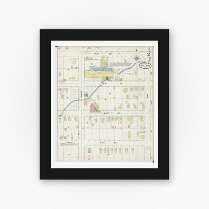 Old map wall art mockup — black gallery frame with white mat — Sanborn Fire Insurance Map from Holland, Ottawa County, Michigan (1889), Sheet #0002