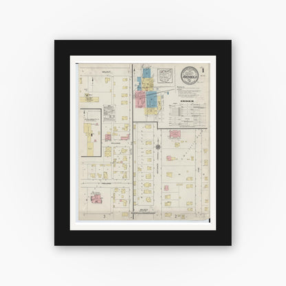 Old map wall art mockup — black gallery frame with white mat — Sanborn Fire Insurance Map from Archbold, Fulton County, Ohio (1914) - Complete Map Set