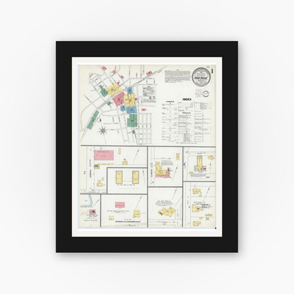 Old map wall art mockup — black gallery frame with white mat — Sanborn Fire Insurance Map from High Point, Guilford County, North Carolina (1902) - Complete Map Set
