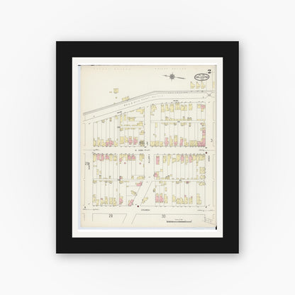 Old map wall art mockup — black gallery frame with white mat — Sanborn Fire Insurance Map from Chillicothe, Ross County, Ohio (1914), Sheet #0002