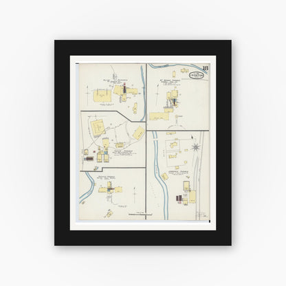 Old map wall art mockup — black gallery frame with white mat — Sanborn Fire Insurance Map from Ironton, Lawrence County, Ohio (1893), Sheet #0018