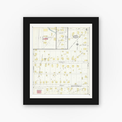 Old map wall art mockup — black gallery frame with white mat — Sanborn Fire Insurance Map from Marion, Williamson County, Illinois (1913), Sheet #0005