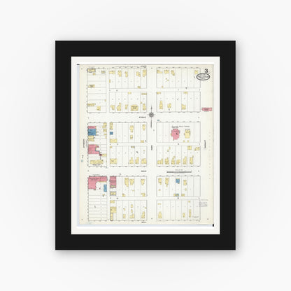 Old map wall art mockup — black gallery frame with white mat — Sanborn Fire Insurance Map from Pellston, Emmet County, Michigan (1917), Sheet #0003