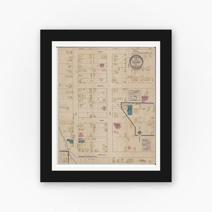 Old map wall art mockup — black gallery frame with white mat — Sanborn Fire Insurance Map from Gahanna, Franklin County, Ohio (1922), Sheet #0001