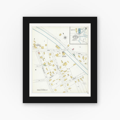 Old map wall art mockup — black gallery frame with white mat — Sanborn Fire Insurance Map from Pittsford, Monroe County, New York (1905), Sheet #0005