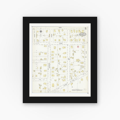 Old map wall art mockup — black gallery frame with white mat — Sanborn Fire Insurance Map from Farmer City, De Witt County, Illinois (1911), Sheet #0005