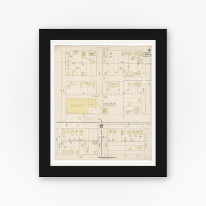 Old map wall art mockup — black gallery frame with white mat — Sanborn Fire Insurance Map from La Habra, Orange County, California (1920), Sheet #0003