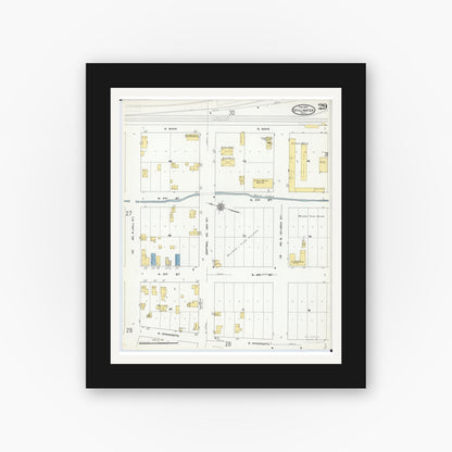 Old map wall art mockup — black gallery frame with white mat — Sanborn Fire Insurance Map from Stillwater, Washington County, Minnesota (1910), Sheet #0029