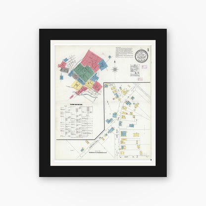 Old map wall art mockup — black gallery frame with white mat — Sanborn Fire Insurance Map from Glenside, Montgomery County, Pennsylvania (1909) - Complete Map Set