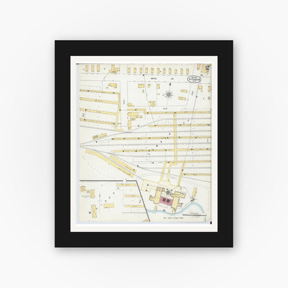 Old map wall art mockup — black gallery frame with white mat — Sanborn Fire Insurance Map from Atkinson, Iron County, Michigan (1900), Sheet #0002