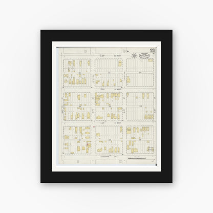 Old map wall art mockup — black gallery frame with white mat — Sanborn Fire Insurance Map from Ashland, Ashland County, Wisconsin (1895), Sheet #0021