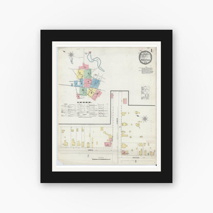 Old map wall art mockup — black gallery frame with white mat — Sanborn Fire Insurance Map from Haddonfield, Camden County, New Jersey (1897) - Complete Map Set