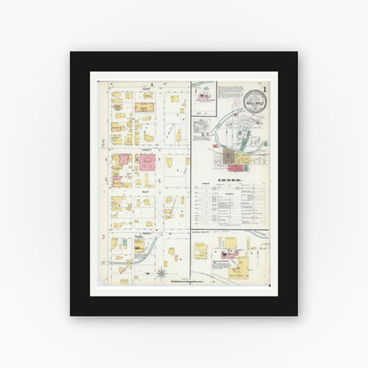 Old map wall art mockup — black gallery frame with white mat — Sanborn Fire Insurance Map from Neillsville, Clark County, Wisconsin (1903) - Complete Map Set