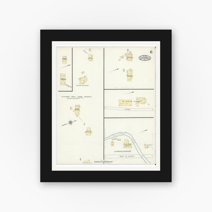 Old map wall art mockup — black gallery frame with white mat — Sanborn Fire Insurance Map from Fleischmanns, Delaware County, New York (1912), Sheet #0006