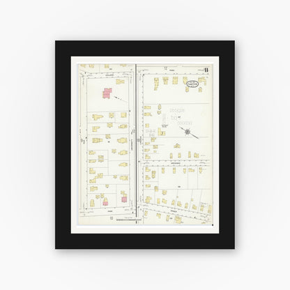 Old map wall art mockup — black gallery frame with white mat — Sanborn Fire Insurance Map from Canton, St. Lawrence County, New York (1913), Sheet #0011