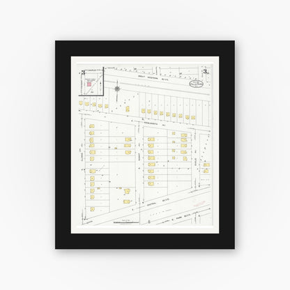 Old map wall art mockup — black gallery frame with white mat — Sanborn Fire Insurance Map from Villa Park, Du Page County, Illinois (1925), Sheet #0003
