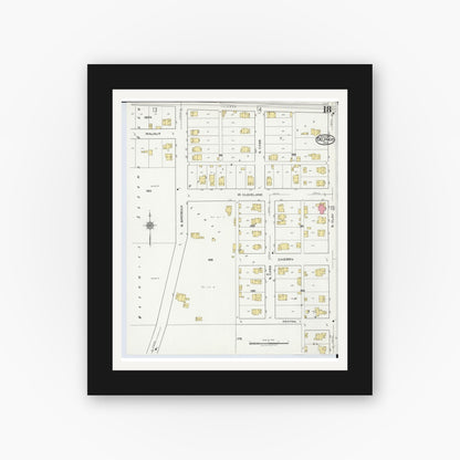 Old map wall art mockup — black gallery frame with white mat — Sanborn Fire Insurance Map from Delphos, Van Wert And Allen Counties, Ohio (1921), Sheet #0018