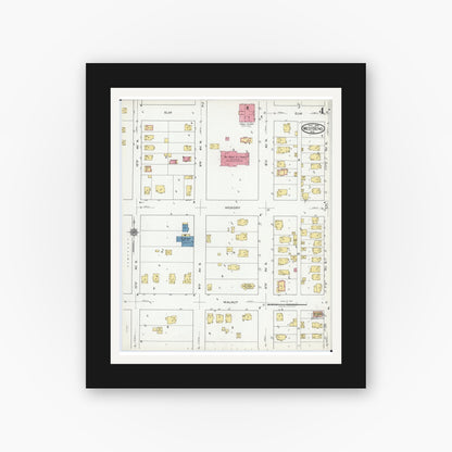 Old map wall art mockup — black gallery frame with white mat — Sanborn Fire Insurance Map from West Bend, Washington County, Wisconsin (1919), Sheet #0004
