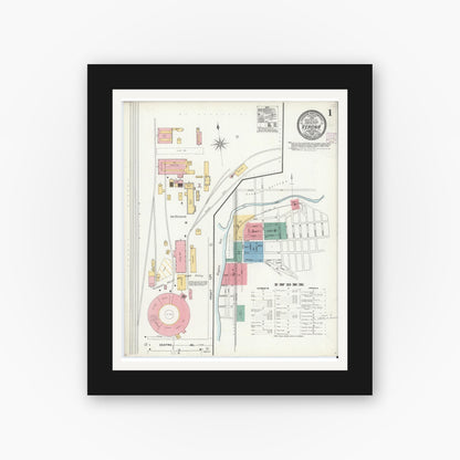 Old map wall art mockup — black gallery frame with white mat — Sanborn Fire Insurance Map from Verona, Allegheny County, Pennsylvania (1905) - Complete Map Set
