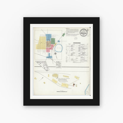 Old map wall art mockup — black gallery frame with white mat — Sanborn Fire Insurance Map from Madison, Madison County, Florida (1917) - Complete Map Set