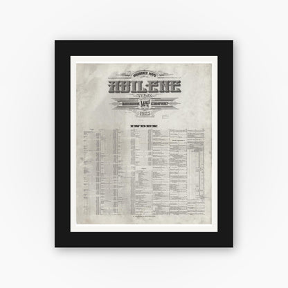 Old map wall art mockup — black gallery frame with white mat — Sanborn Fire Insurance Map from Abilene, Taylor County, Texas (1925), Sheet #0001
