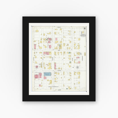 Old map wall art mockup — black gallery frame with white mat — Sanborn Fire Insurance Map from Breese, Clinton County, Illinois (1902), Sheet #0002