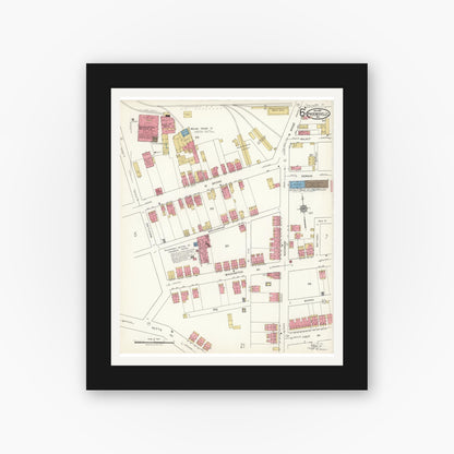 Old map wall art mockup — black gallery frame with white mat — Sanborn Fire Insurance Map from Phoenixville, Chester County, Pennsylvania (1921), Sheet #0006