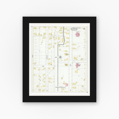 Old map wall art mockup — black gallery frame with white mat — Sanborn Fire Insurance Map from Georgetown, Vermilion County, Illinois (1909), Sheet #0004