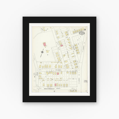 Old map wall art mockup — black gallery frame with white mat — Sanborn Fire Insurance Map from Covington, Independent Cities, Virginia (1913), Sheet #0009