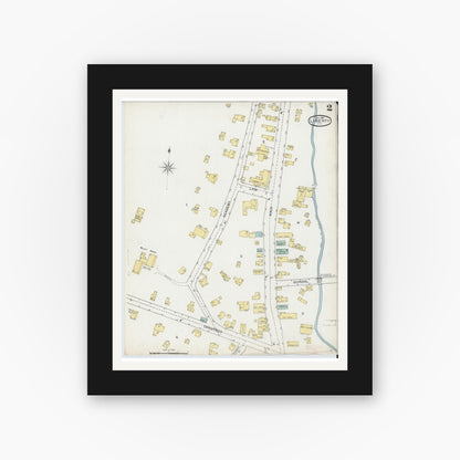 Old map wall art mockup — black gallery frame with white mat — Sanborn Fire Insurance Map from Liberty, Sullivan County, New York (1892), Sheet #0002