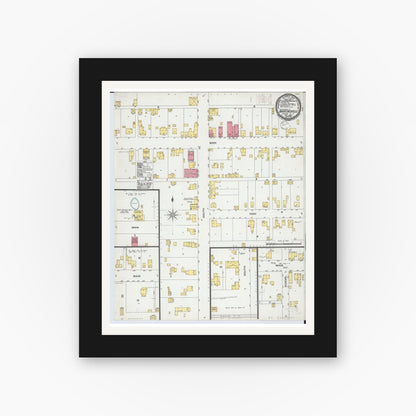 Old map wall art mockup — black gallery frame with white mat — Sanborn Fire Insurance Map from Martinsville, Clinton County, Ohio (1900), Sheet #0001