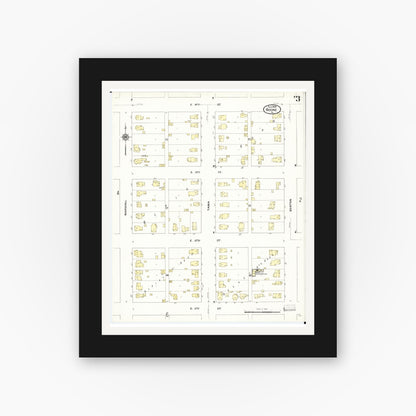 Old map wall art mockup — black gallery frame with white mat — Sanborn Fire Insurance Map from Boone, Boone County, Iowa (1909), Sheet #0003
