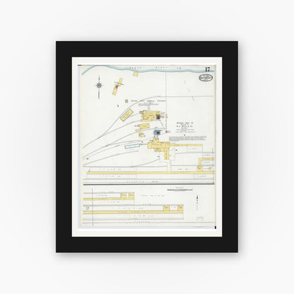 Old map wall art mockup — black gallery frame with white mat — Sanborn Fire Insurance Map from Boyne City, Charlevoix County, Michigan (1919), Sheet #0017