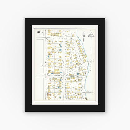 Old map wall art mockup — black gallery frame with white mat — Sanborn Fire Insurance Map from Beloit, Rock County, Wisconsin (1926), Sheet #0031