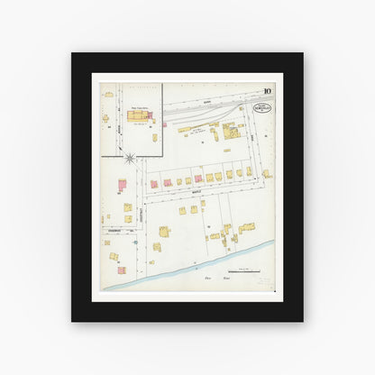 Old map wall art mockup — black gallery frame with white mat — Sanborn Fire Insurance Map from Sewickley, Allegheny County, Pennsylvania (1900), Sheet #0010
