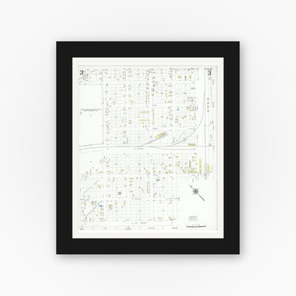 Old map wall art mockup — black gallery frame with white mat — Sanborn Fire Insurance Map from Mathis, San Patricio County, Texas (1950), Sheet #0003