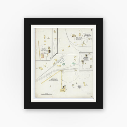 Old map wall art mockup — black gallery frame with white mat — Sanborn Fire Insurance Map from Crystal Falls, Iron County, Michigan (1898), Sheet #0005