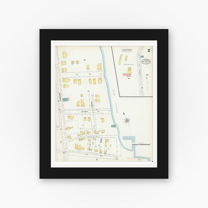 Old map wall art mockup — black gallery frame with white mat — Sanborn Fire Insurance Map from Nyack, Rockland County, New York. (1903), Sheet #0002