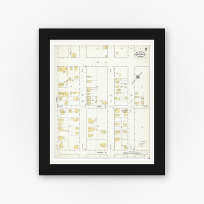 Old map wall art mockup — black gallery frame with white mat — Sanborn Fire Insurance Map from Beach Haven, Ocean County, New Jersey (1911), Sheet #0003