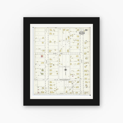 Old map wall art mockup — black gallery frame with white mat — Sanborn Fire Insurance Map from Oak Harbor, Ottawa County, Ohio (1920), Sheet #0010
