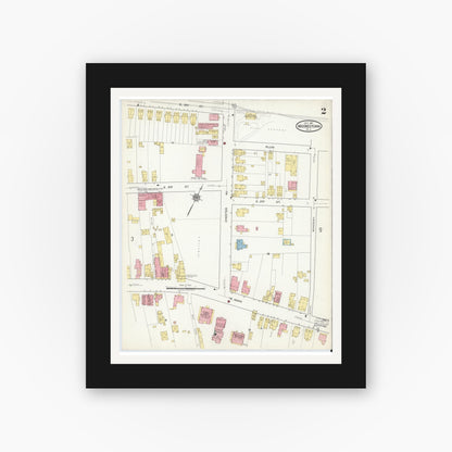 Old map wall art mockup — black gallery frame with white mat — Sanborn Fire Insurance Map from Moorestown, Burlington County, New Jersey (1917) - Complete Map Set